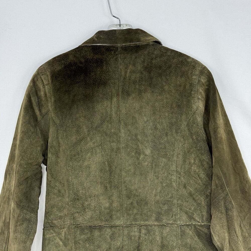 Brandon Thomas Womens Green Leather Suede Blazer Jacket Size S Long Sleeve Lined - Picture 5 of 16